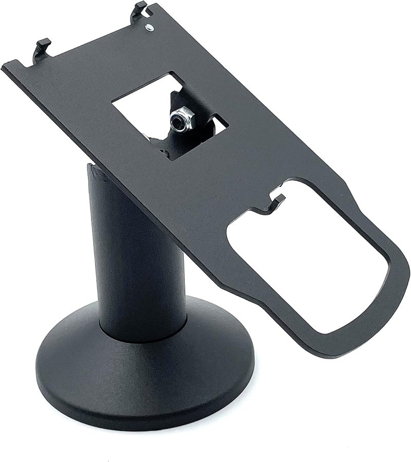 DCCStands Verifone M400/M440 Swivel and Tilt Low Profile 4" Terminal Stand, Screw-in and Adhesive, Black - Image 1